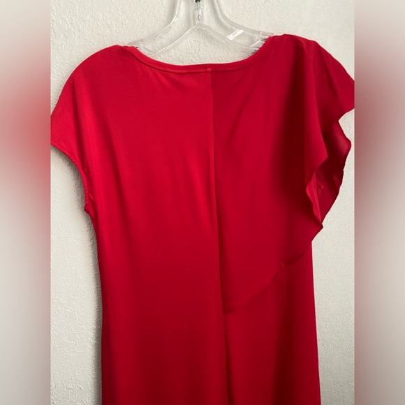 NWOT, H by Halston Red VNeck Assymetrical Hemline Midi Dress Women’s Size XS - Picture 8 of 14